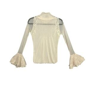 Express Sheer Flare Bell Sleeve Fairycore Mockneck Shirt Women Small Whimsigoth